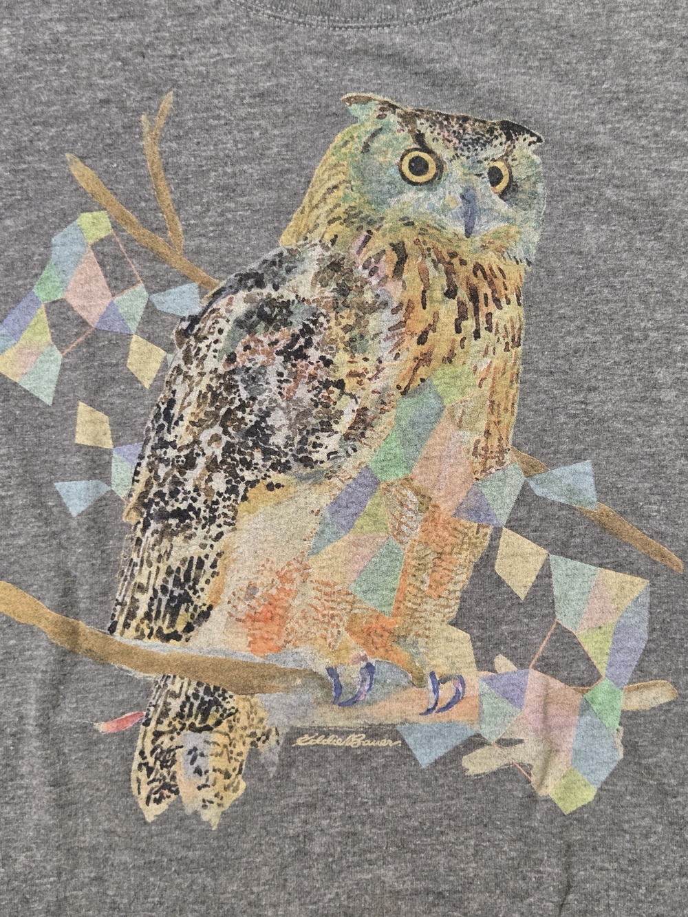 Eddie Bauer Heather Gray Owl Graphic Short Sleeve Tee - Picture 2 of 6